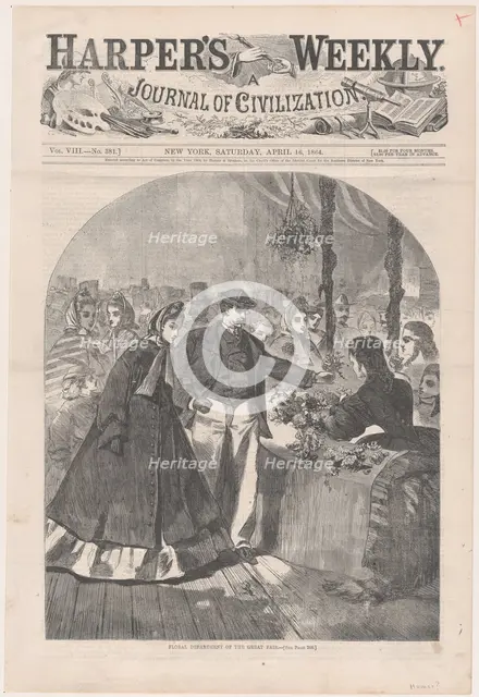 Floral Department of the Great Fair (Harper's Weekly, Vol. VIII), April 16, 1864. Creator: Unknown.