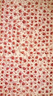 Floral Endpaper (hand coloured engraving). Creator: English School (18th Century)