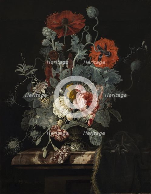 Floral still life, 1665. Artist: Fromantiou, Henri de (c. 1633/34-after 1693)