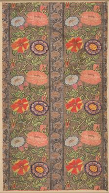 Floral striped silk on a golden ground, 1600-1650. Creator: Unknown