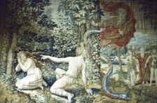 Florence. Adam and Eve after the Fall, Brussels Tapestry, 1548, (20th century) Artists: Pieter Coecke van Aelst, Jan de Kempeneer