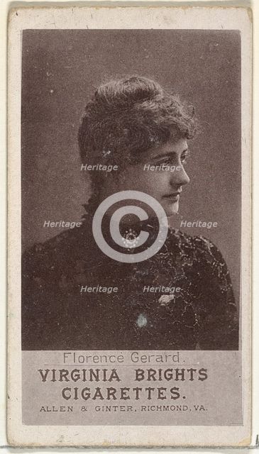 Florence Gerard, from the Actresses series (N67) promoting Virginia Brights Cigarettes..., ca. 1888. Creator: Allen & Ginter.