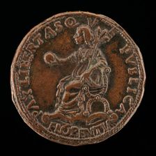 Florence Holding an Orb and Triple Olive Branch [reverse], c. 1464/1470. Creator: Unknown