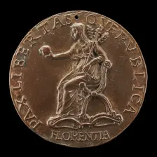 Florence Holding an Orb and Triple Olive Branch [reverse], c. 1465/1469. Creator: Unknown