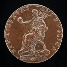 Florence Holding an Orb and Triple Olive Branch [reverse], probably 1465/1469. Creator: Unknown