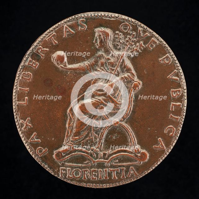 Florence Holding an Orb and Triple Olive Branch [reverse], probably 1465/1469. Creator: Unknown.