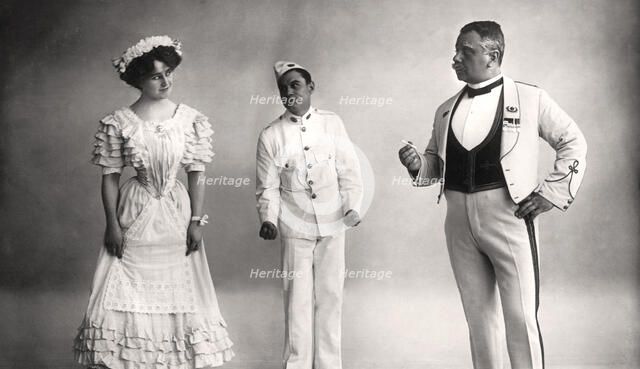 Florence Jameson, Reginald Switz and Alfred clarke in a scene from The Blue Moon, 20th century.Artist: Foulsham and Banfield