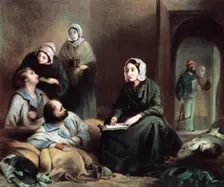 Florence Nightingale, British nurse and hospital reformer, at Scutari Hospital, Turkey, 1855