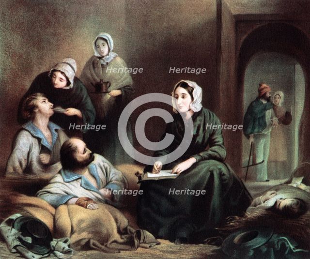 Florence Nightingale, British nurse and hospital reformer, at Scutari Hospital, Turkey, 1855. Artist: Unknown