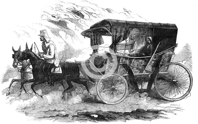 Florence Nightingale in her carriage in the Crimea, 1856. Creator: Unknown.