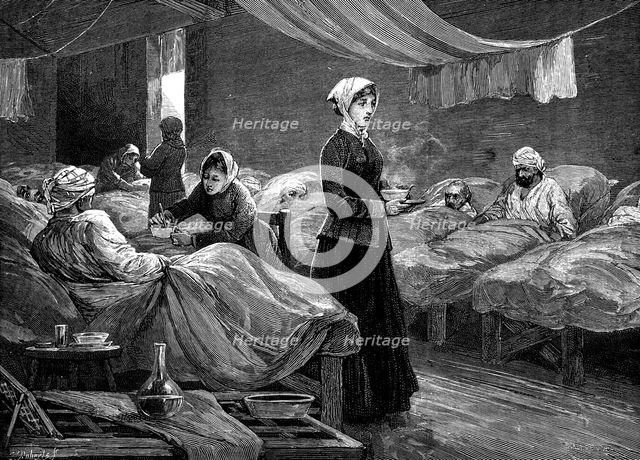 Florence Nightingale in the barrack hospital at Scutari, c1880. Creator: Unknown.