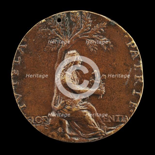Florence under a Laurel(?) Tree, Holding Three Lilies [reverse], c. 1490. Creator: Niccolo Fiorentino.