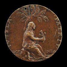 Florence under a Laurel(?) Tree, Holding Three Lilies [reverse], c. 1490. Creator: Niccolo Fiorentino