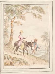 Florentine Travellers, leaf from A Collection of Dresses by David Allan Mostly from Nature 1776. Creator: David Allan