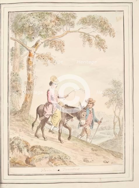 Florentine Travellers, leaf from 'A Collection of Dresses by David Allan Mostly from Nature', 1776. Creator: David Allan.