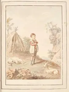 Florentine Boy, leaf from A Collection of Dresses by David Allan Mostly from Nature 1776. Creator: David Allan