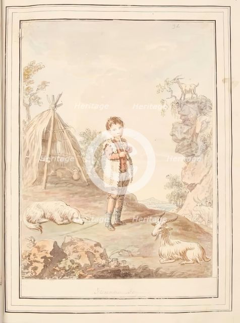 Florentine Boy, leaf from 'A Collection of Dresses by David Allan Mostly from Nature', 1776. Creator: David Allan.