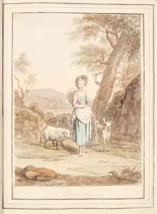 Florentine Shepherdess, leaf from A Collection of Dresses by David Allan Mostly from Nature 1776. Creator: David Allan