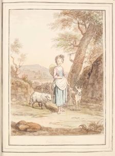 Florentine Shepherdess, leaf from A Collection of Dresses by David Allan Mostly from Nature 1776. Creator: David Allan