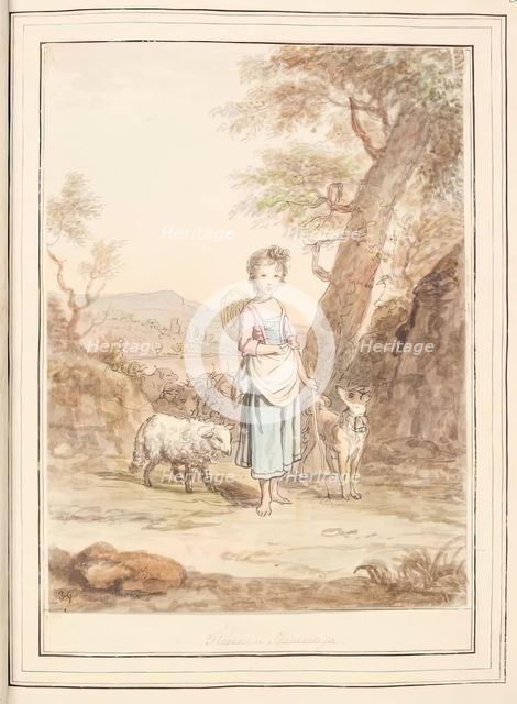 Florentine Shepherdess, leaf from 'A Collection of Dresses by David Allan Mostly from Nature', 1776. Creator: David Allan.