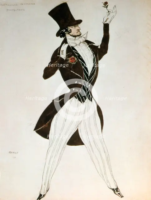 Florestan, design for a costume for the ballet Carnival composed by Robert Schumann, 1919. Artist: Leon Bakst