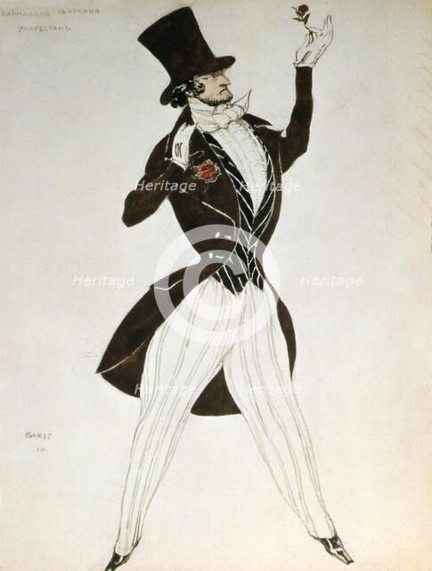 Florestan, design for a costume for the ballet Carnival composed by Robert Schumann, 1919. Artist: Leon Bakst