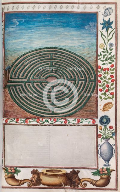 Florilegium: (page 15 recto) maze garden, 1608. Creator: Unknown.