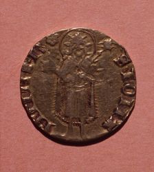 Florin, currency of the time of Peter III, coined in Perpignan, head