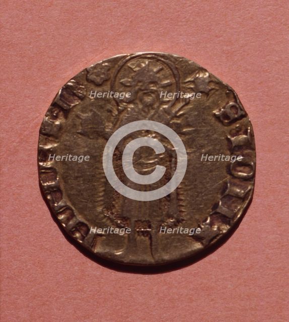 Florin, currency of the time of Peter III, coined in Perpignan, head.