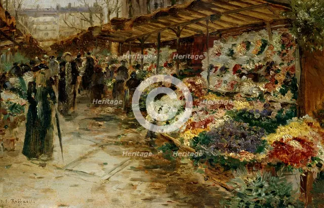'Flower Market', 1882.  Artist: Jean Francois Raffaelli