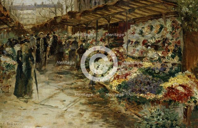 'Flower Market', 1882.  Artist: Jean Francois Raffaelli