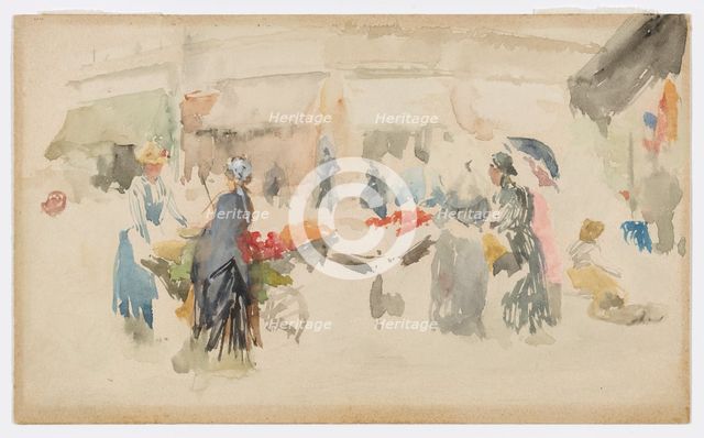 Flower Market: Dieppe, 1885. Creator: James Abbott McNeill Whistler.