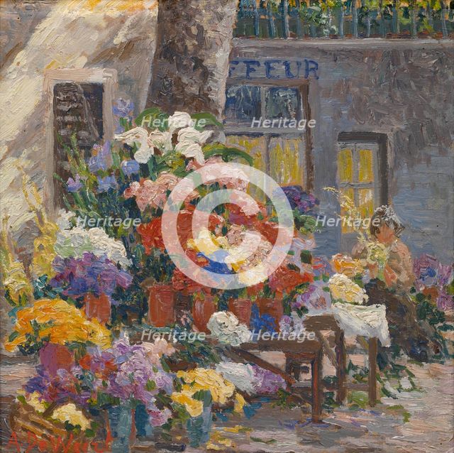 Flower market in Menton, 1928. Creator: De Weert, Anna (1867-1950).