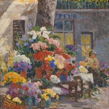 Flower market in Menton, 1928. Creator: De Weert, Anna (1867-1950)
