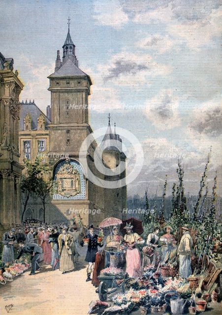 Flower market in spring, Paris, 1893. Artist: Henri Meyer