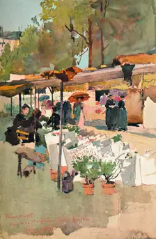 Flower Market Paris 1890, (1897.) Artist: Charles John Watson
