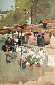 Flower Market Paris 1890, (1897.) Artist: Charles John Watson