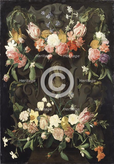 Flower around a Cartouche with an Image of the Virgin. Creators: Daniel Seghers, Erasmus Quellinus.