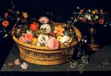 Flower Basket and Goblet in Gilded Silver still life, 17th Century. Artist: Jan Bruegel the Younger