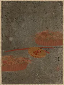 Flower Baskets and Farmer's Hat, ca. 1880s. Creator: Shibata Zeshin