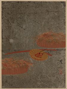 Flower Baskets and Farmer's Hat, ca. 1880s. Creator: Shibata Zeshin