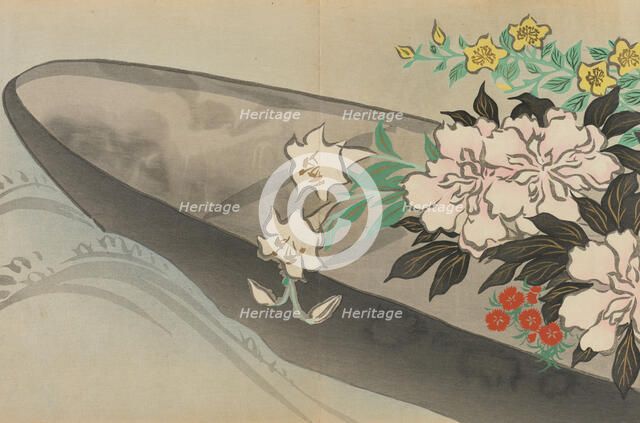 Flower boat (Hanabune). From the series "A World of Things (Momoyogusa)", 1909-1910. Creator: Sekka, Kamisaka (1866-1942).