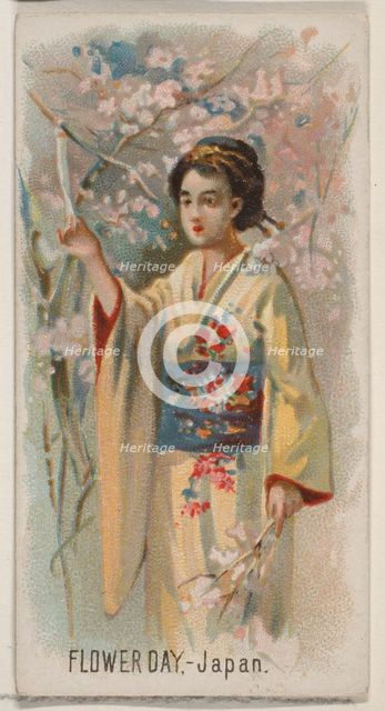 Flower Day, Japan, from the Holidays series (N80) for Duke brand cigarettes, 1890., 1890. Creator: George S. Harris & Sons.