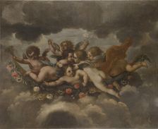 Flower decorating putti, c17th century. Creator: David Klocker Ehrenstrahl