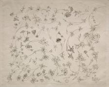 Flower designs for plates and borders (no. 14), 1872. Creator: Félix Bracquemond (French, 1833-1914)