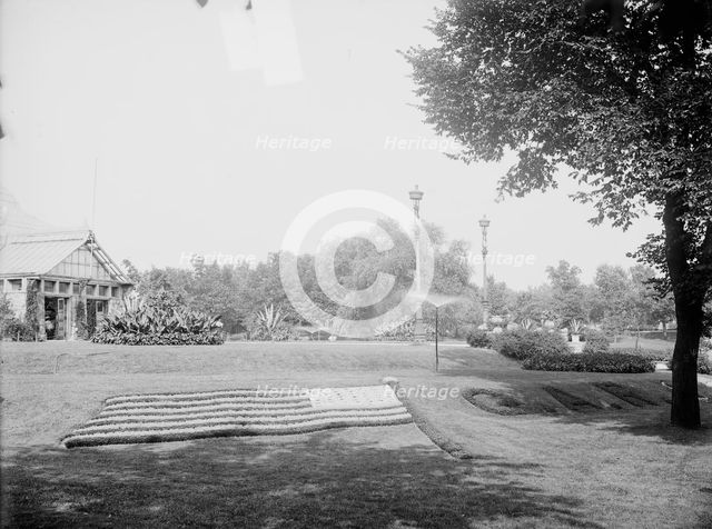 Flower flag, Lincoln Park, Chicago, 1900 Oct 3. Creator: Unknown.
