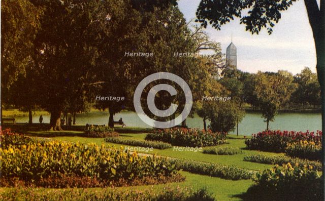 Flower garden, Loring Park, Minneapolis, Minnesota, USA, 1949. Artist: Unknown