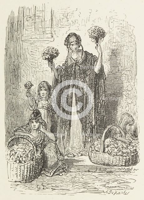 Flower Girls, 1872.  Creator: Alexis Jean François Alphonse Demarle.