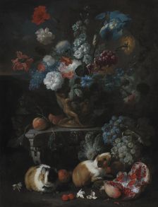 Flower Piece with Guinea Pigs, 1673-1724. Creator: Franz Werner von Tamm