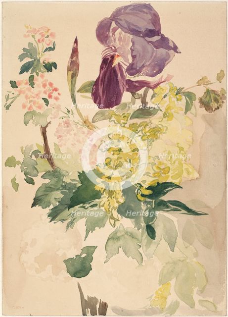 Flower Piece with Iris, Laburnum, and Geranium, 1880. Artist: Manet, Édouard (1832-1883)